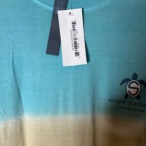 Simply Southern Aqua and Beige Tee